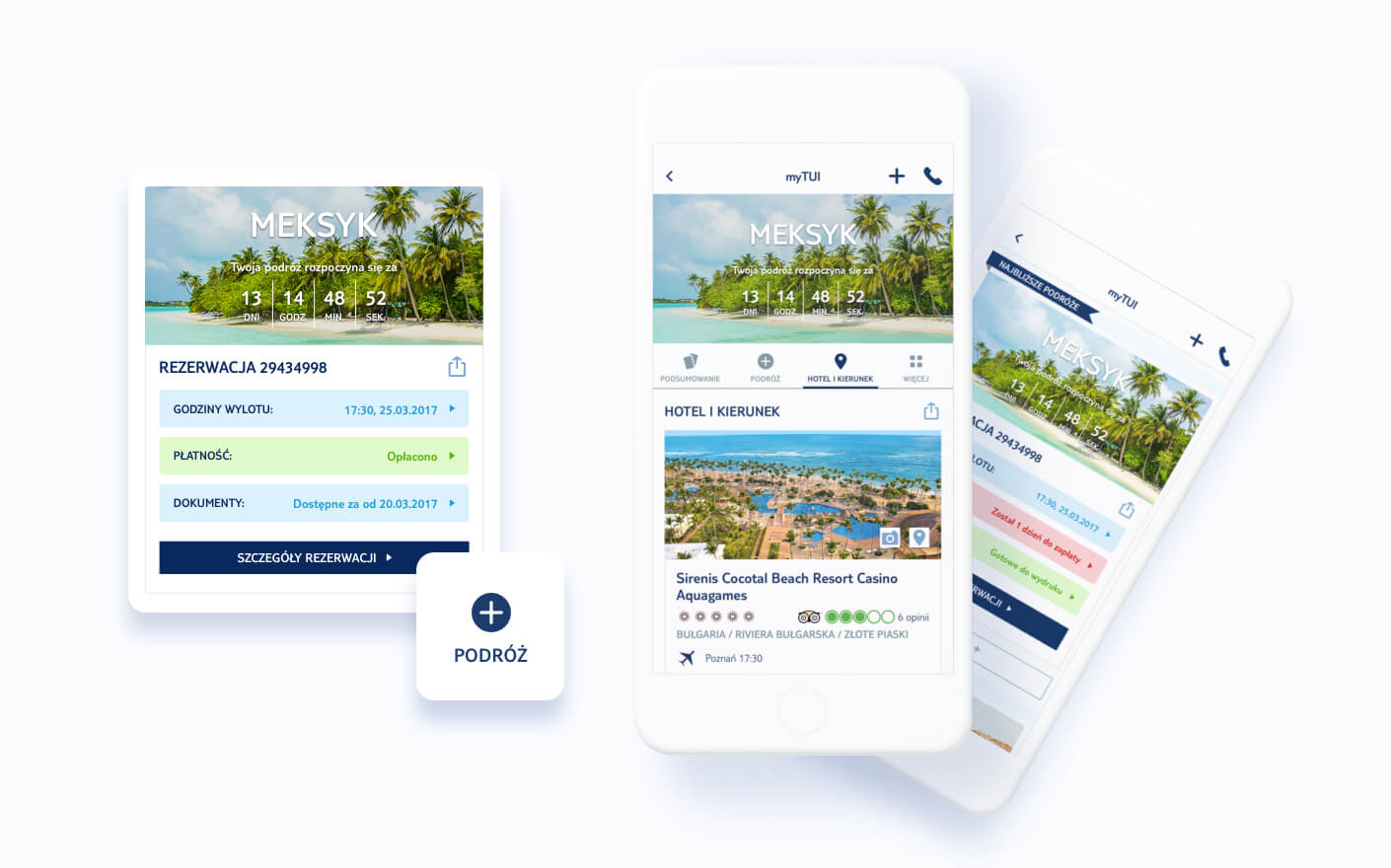User interface of TUI - a travel management mobile app
