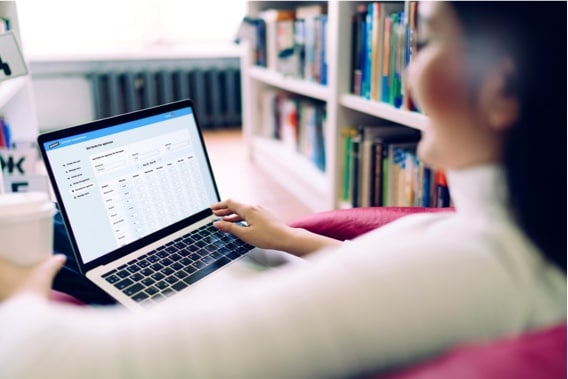 A woman working on computer