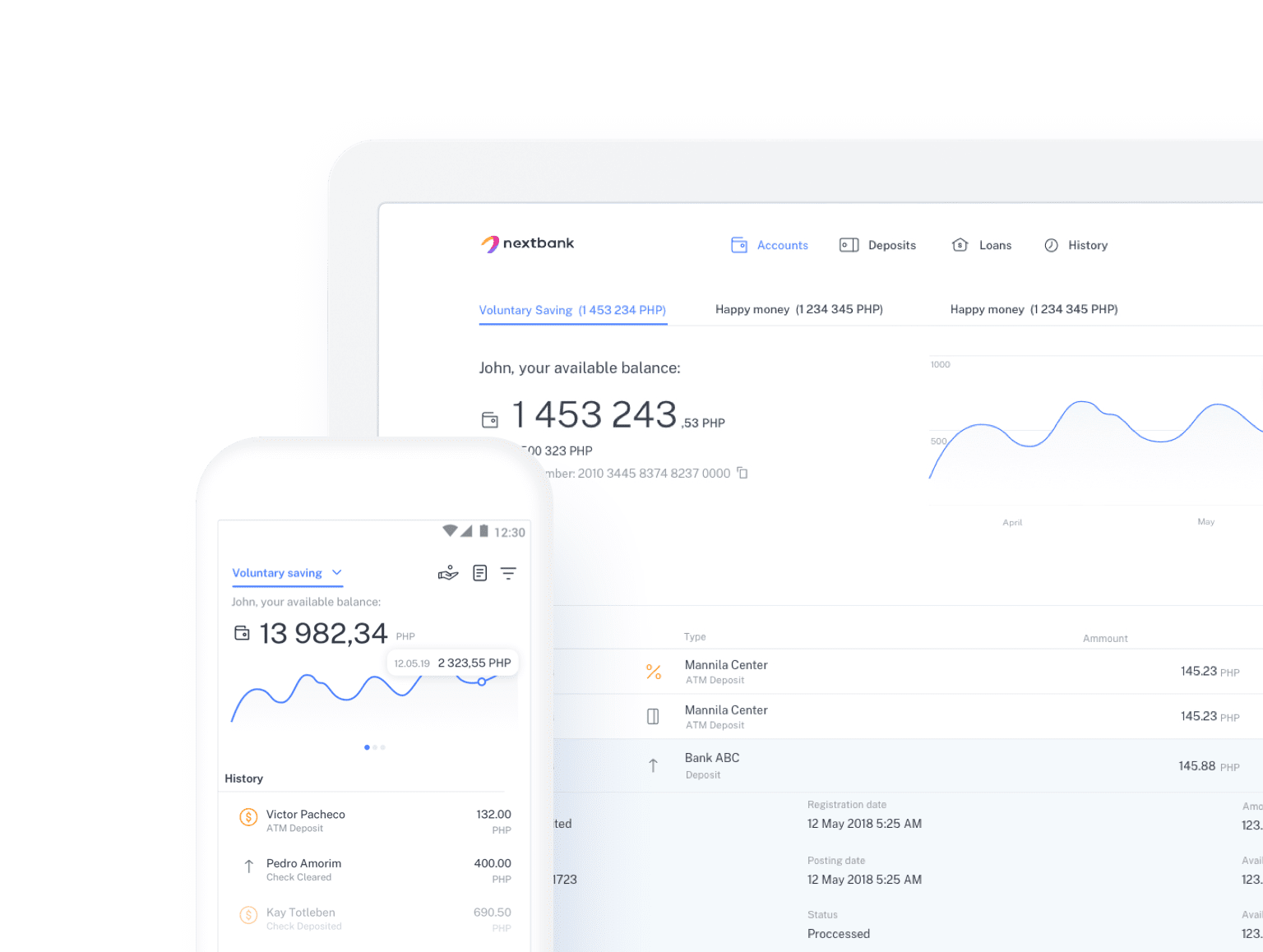 Nextbank interface and dashboard