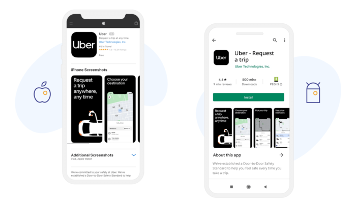 Different product pages in Google Play Store and Apple App Store