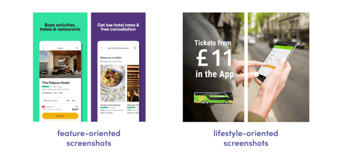 Feature-oriented vs lifestyle-oriented screenshots