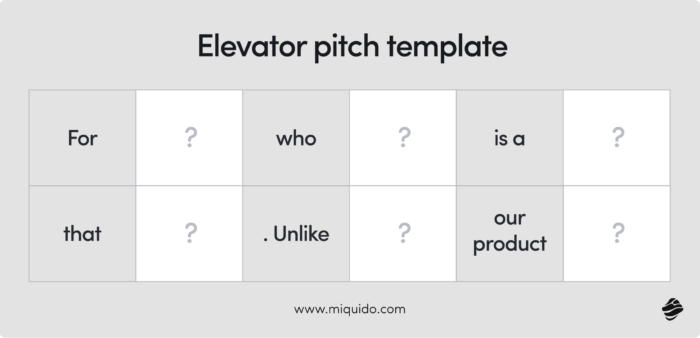 elevator pitch template miquido