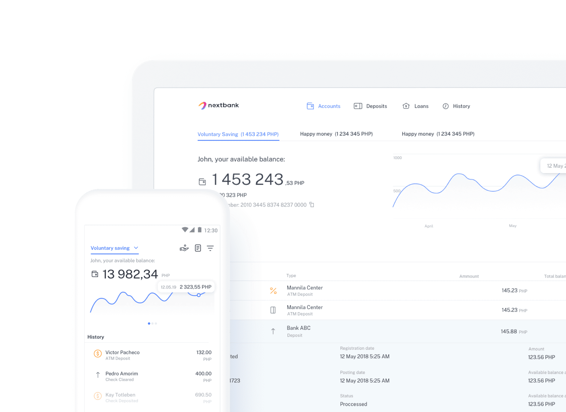 Nextbank interface and dashboard