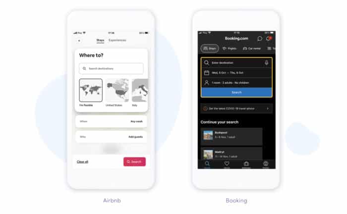 Examples of booking services in travel mobile apps