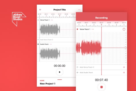 App interface of Topline, a music recording app
