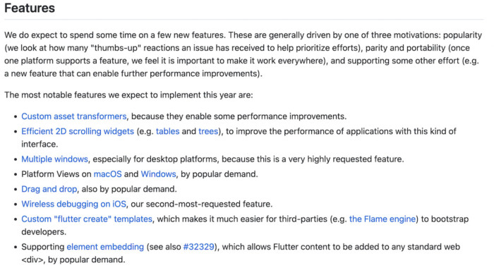 An excerpt from Flutter’s Roadmap for 2023 published on Github