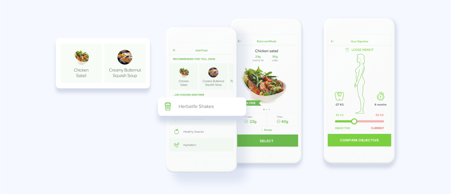 User interface of Herbalife Go - a fitness app solution