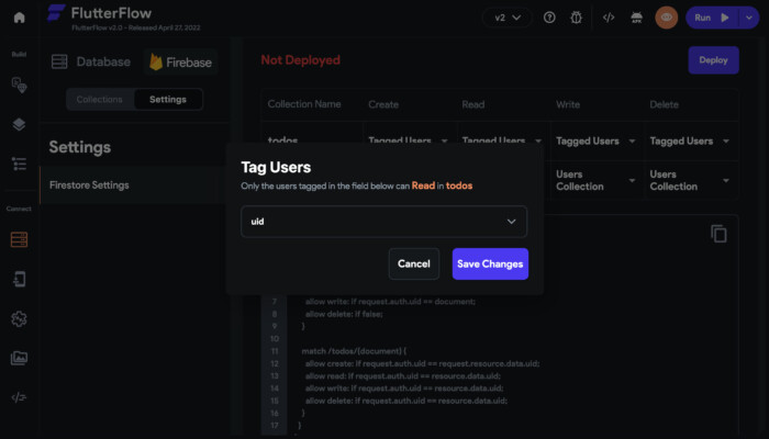 FlutterFlow settings