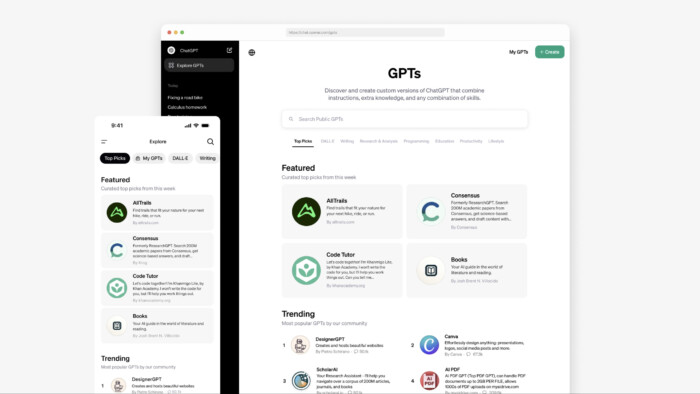 a screenshot of OpenAI GPT Store provided by OpenAI