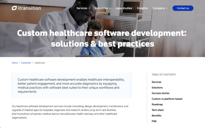 Itransition: The Top 11 Medical & Healthcare Software Companies