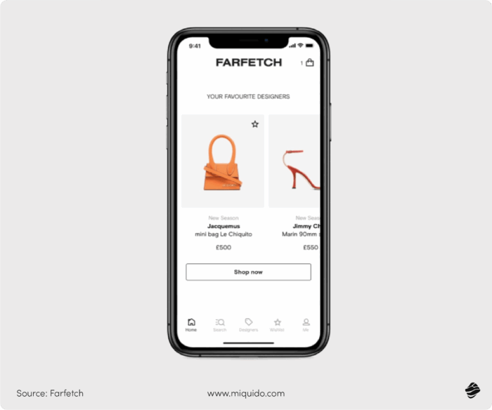 farfetch product catalog mobile ui ux optimization