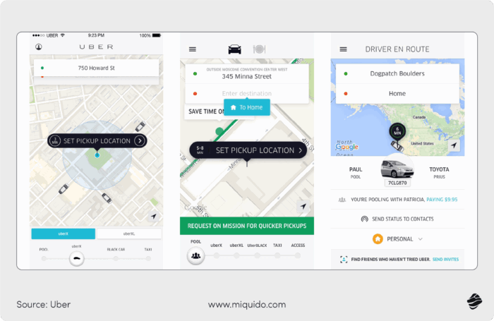 uber mobile map interface evolution