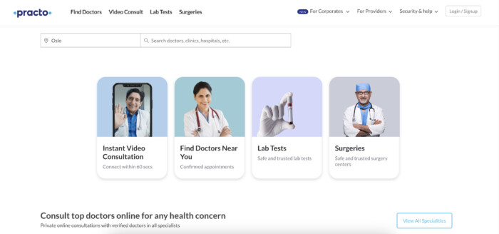 Practo healthcare mobile app