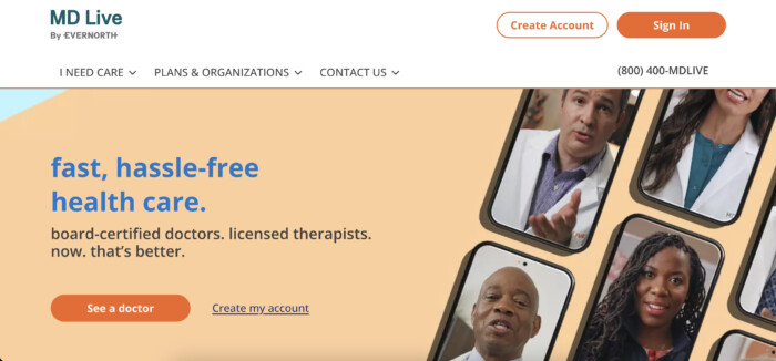 MDLive healthcare mobile app