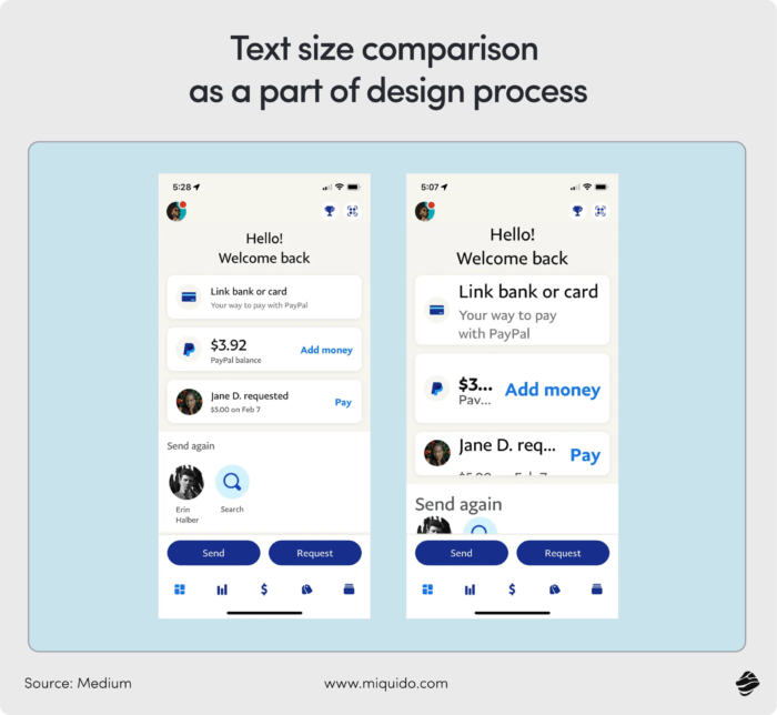 text size comparison as a part of design process