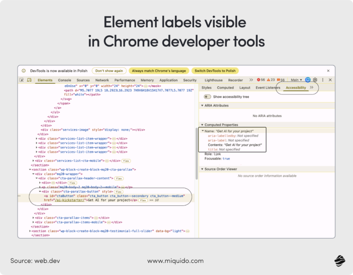 elements label visible in chrome developer tools