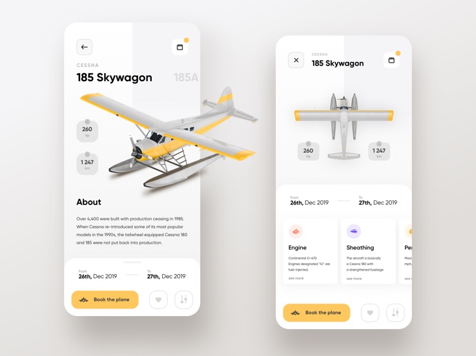 Find your favourite plane - app concept