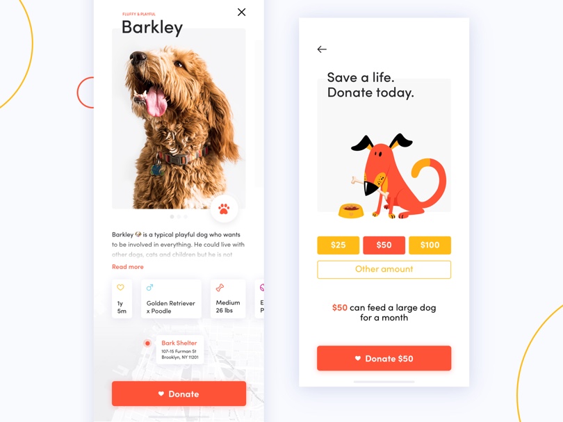 Dog donation app concept