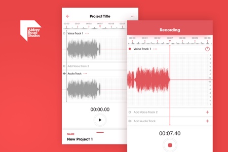 App interface of Topline, a music recording app